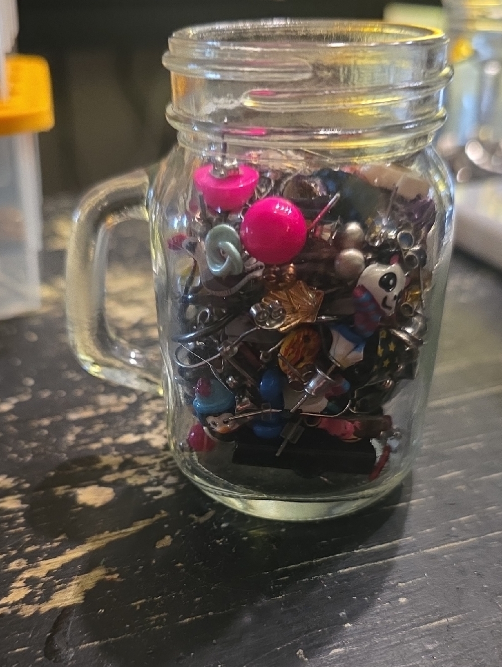 Mystery Small Glass Mason Jar Filled with Assorted Colorful Earrings